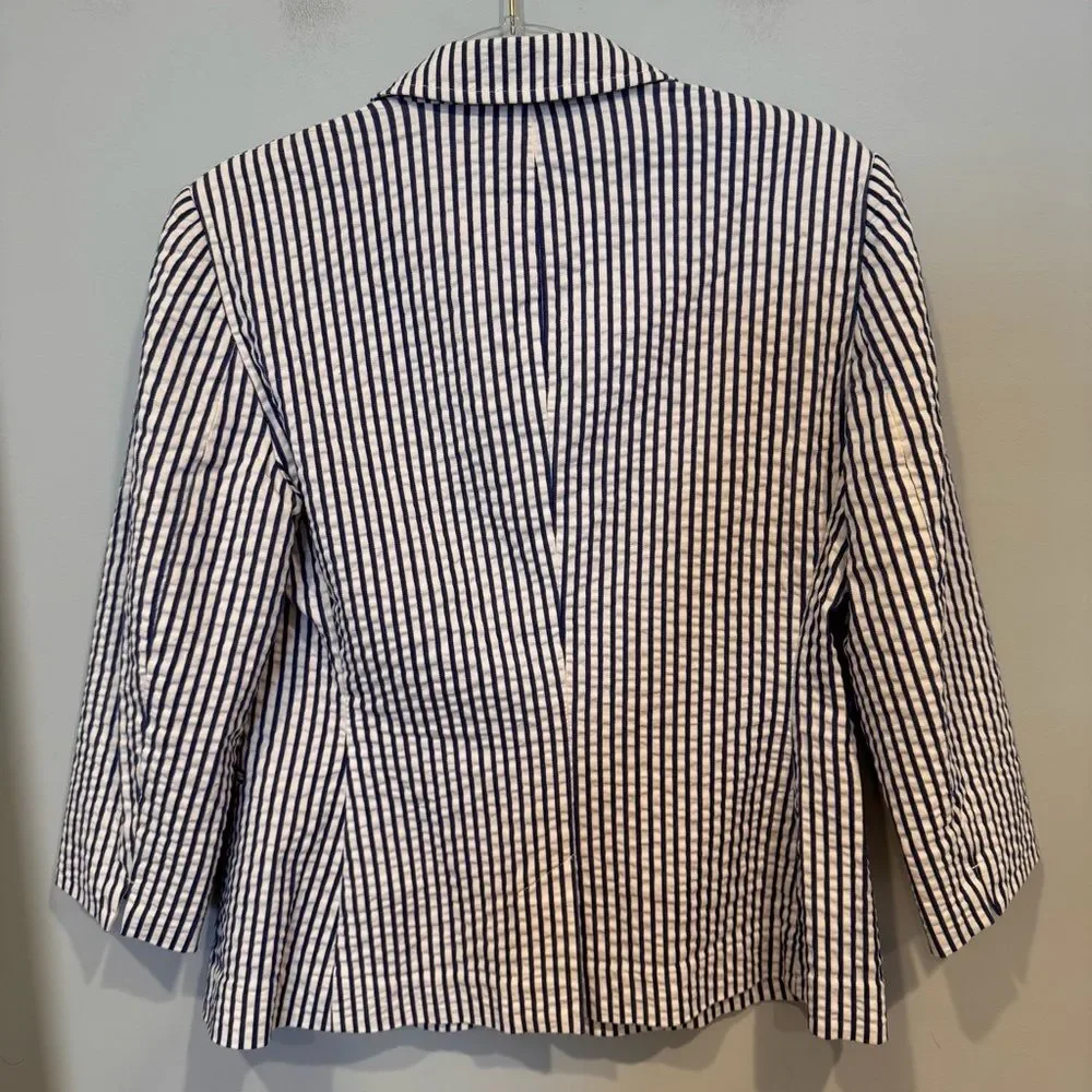 Lauren Ralph Lauren Seersucker Cotton Blazer Size 10 - Picture 4 of 8